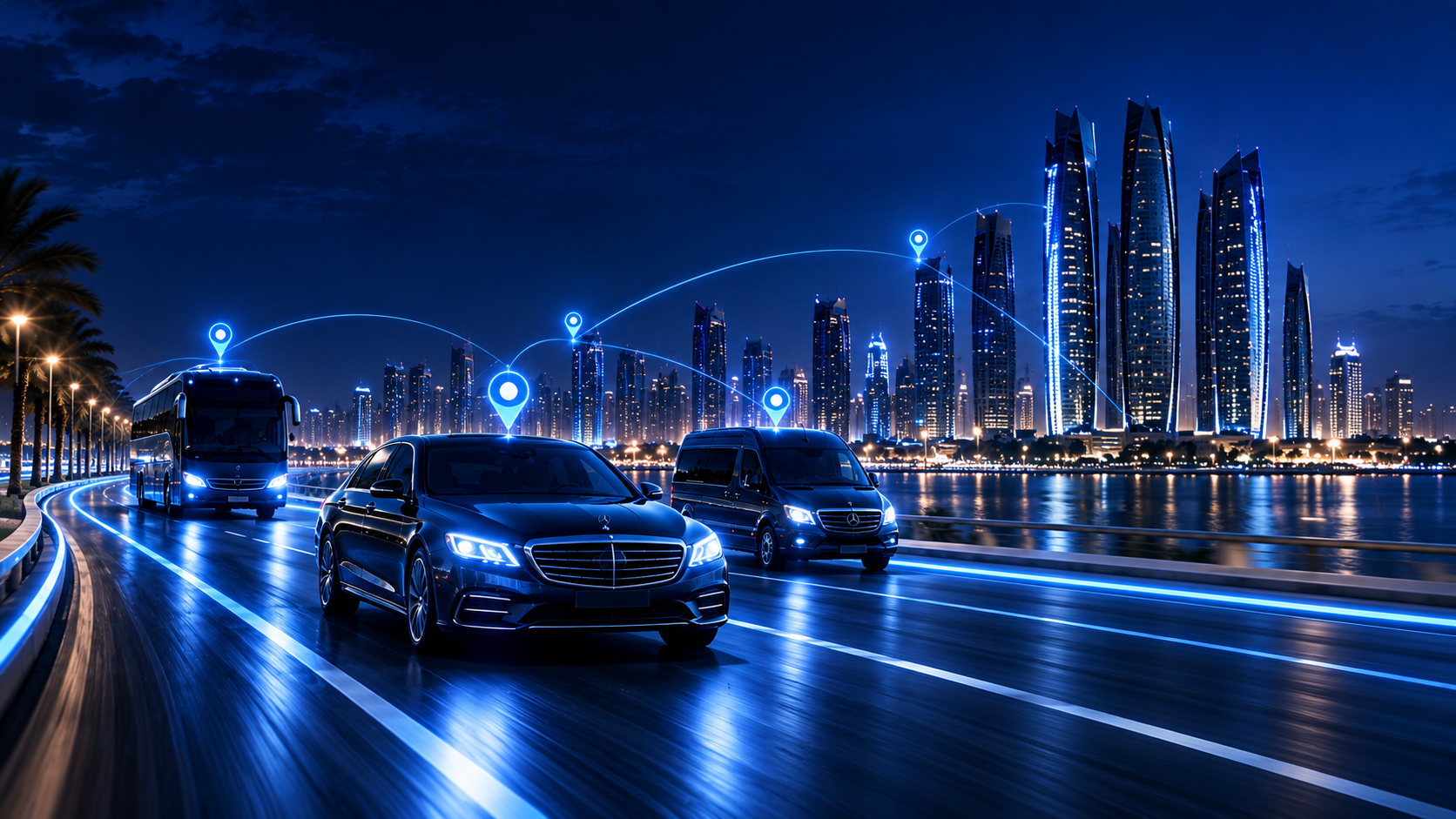 Premium limousine operating in a digital Abu Dhabi transport environment